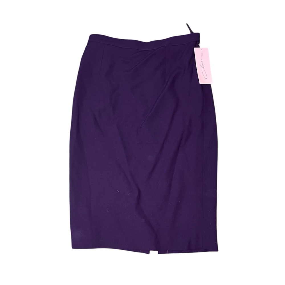 Vtg 80s 90s Claire Paris Pencil Skirt High Waist Virgin Wool Back Vent Purple 44